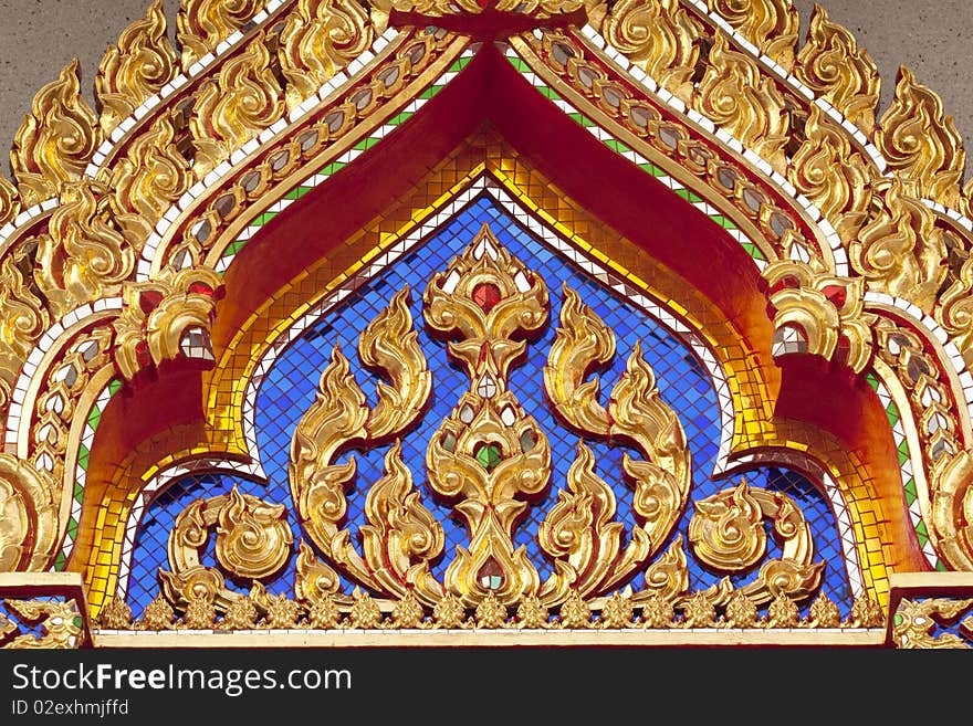 Buddhist temple of thailand on wall background