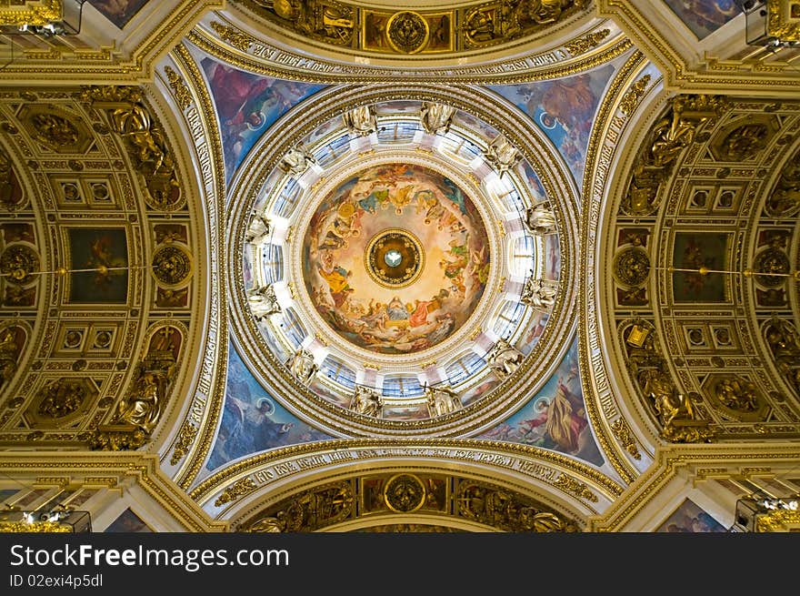 The interior of the St. Isaac's Cathedral, Saint Petersburg. The interior of the St. Isaac's Cathedral, Saint Petersburg.