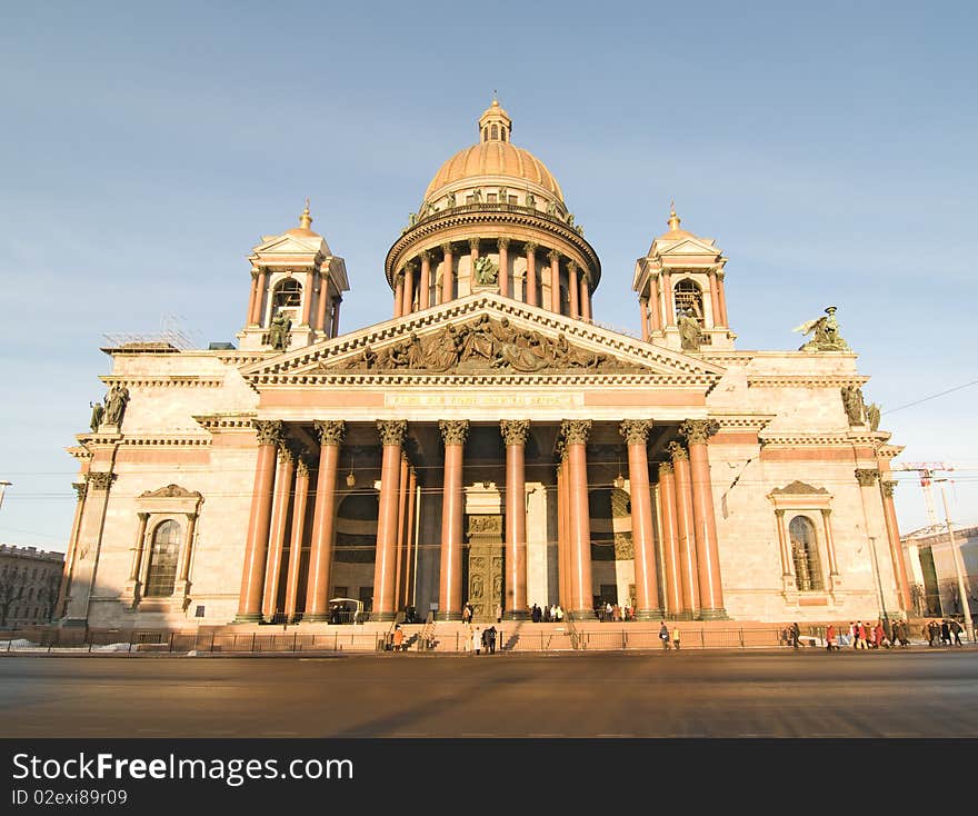 The exterior side of the St. Isaac's Cathedral, Saint Petersburg.