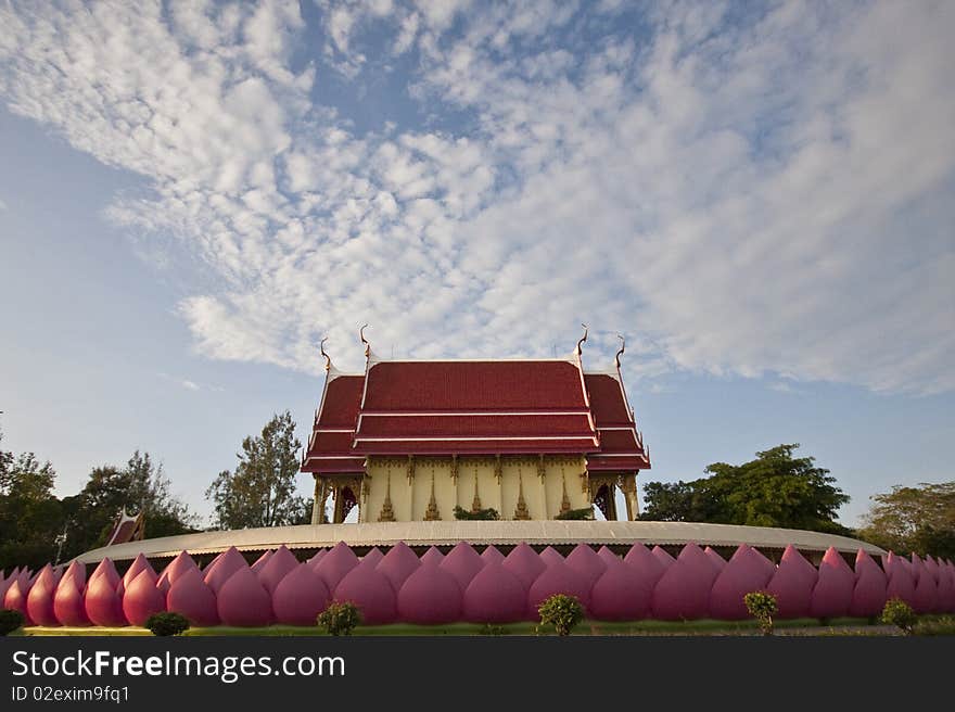 Buddhist temple of thailand on sky background