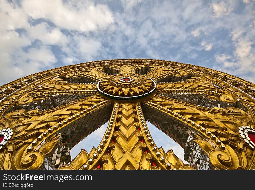 Buddhist temple of thailand on sky background