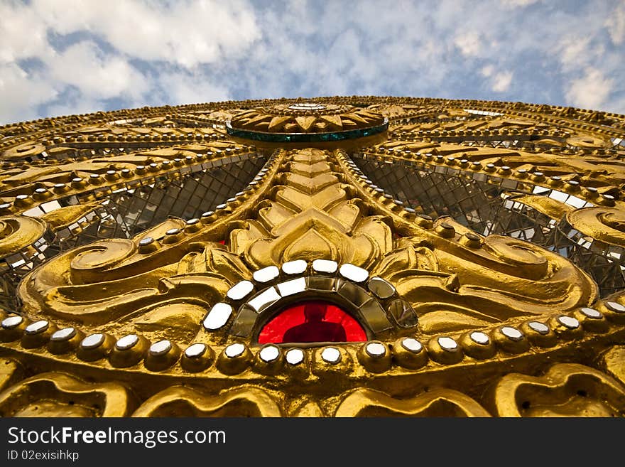 Buddhist temple of thailand on sky background