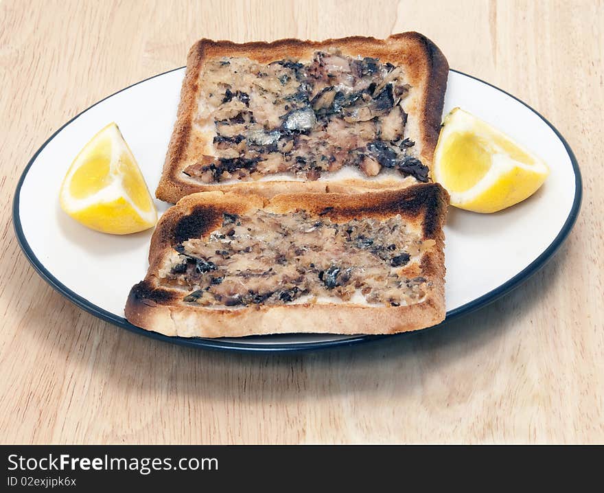 Sardines on Toast on a plate