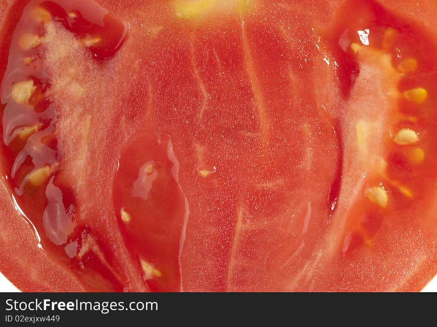 Close-up of red tomato slice