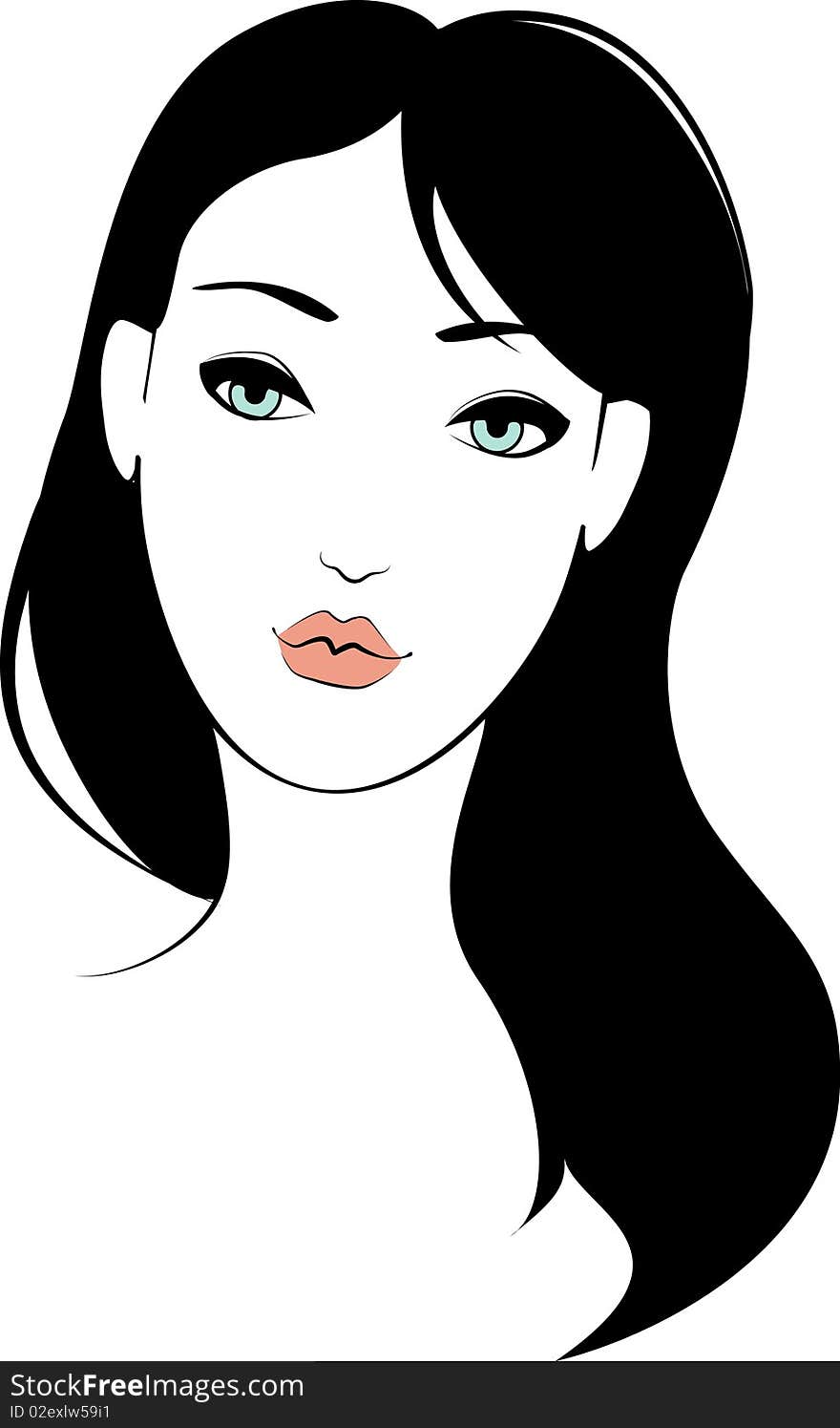 Girl's face  illustration hair. Girl's face  illustration hair