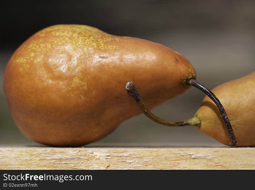 Close up of two pears