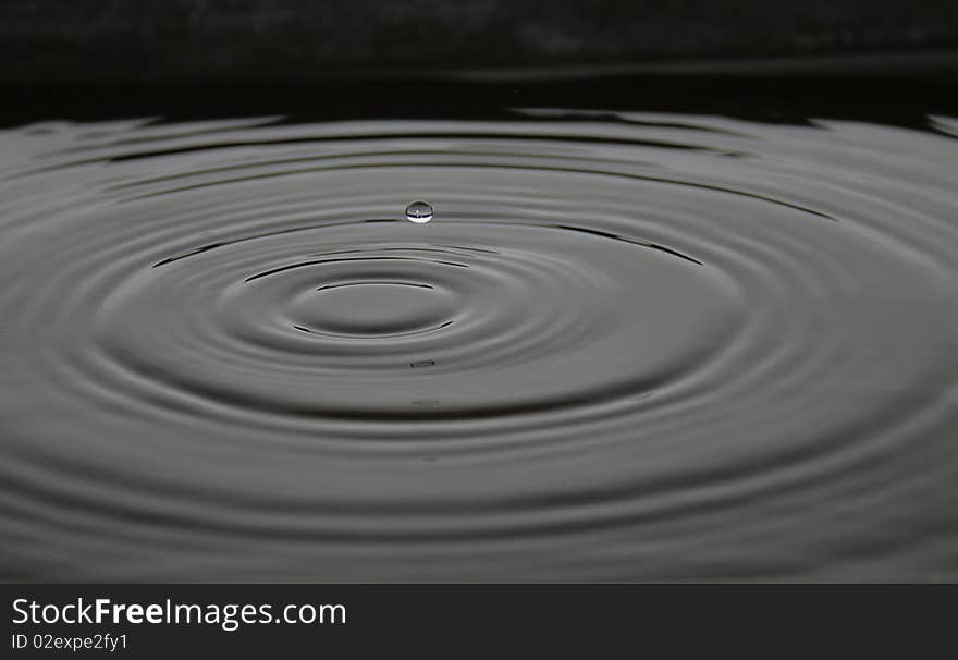 Water drop and the circles on water surface