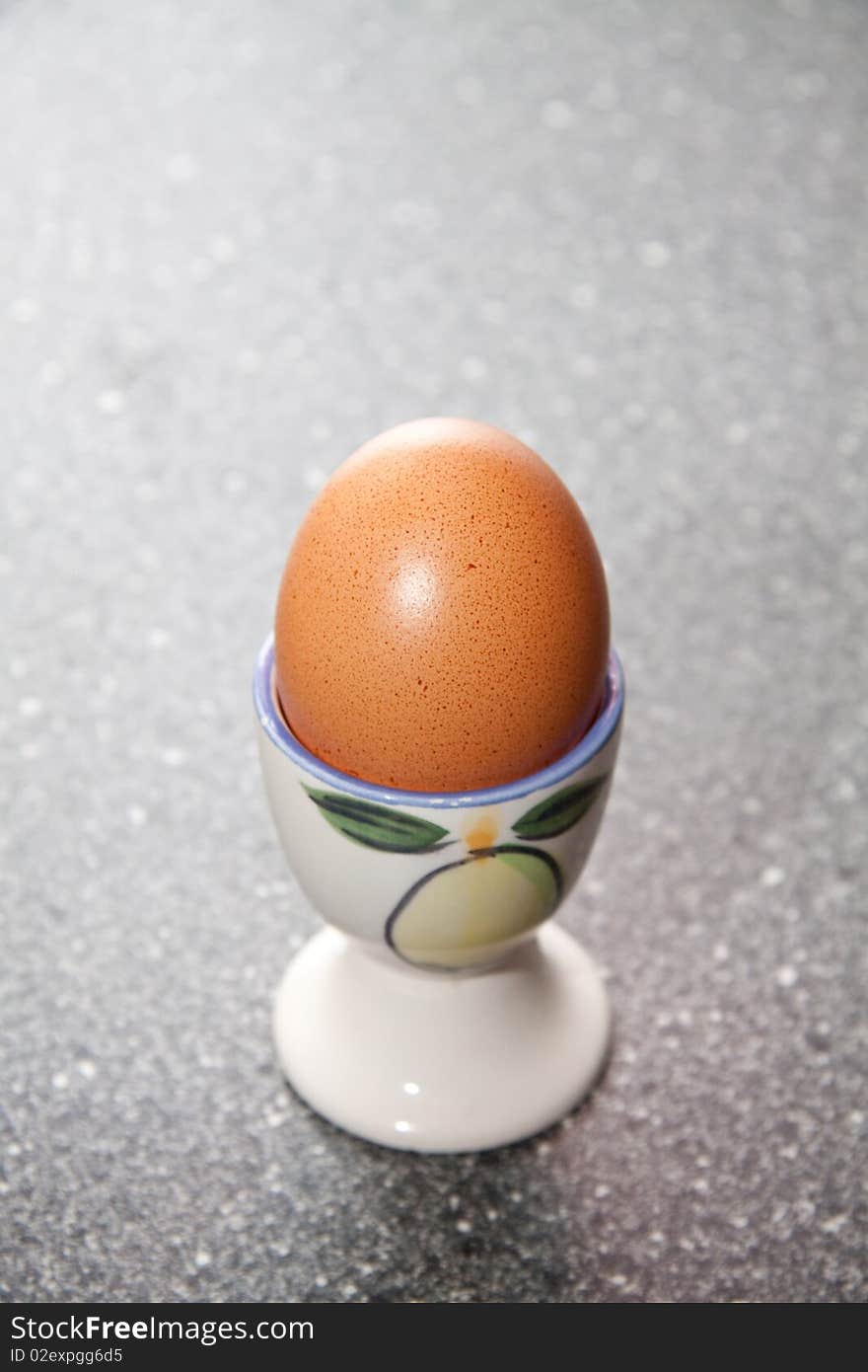 Fresh brown eggs standing in the kitchen