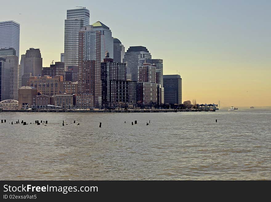 NYC manhattan skyline view from hudson river