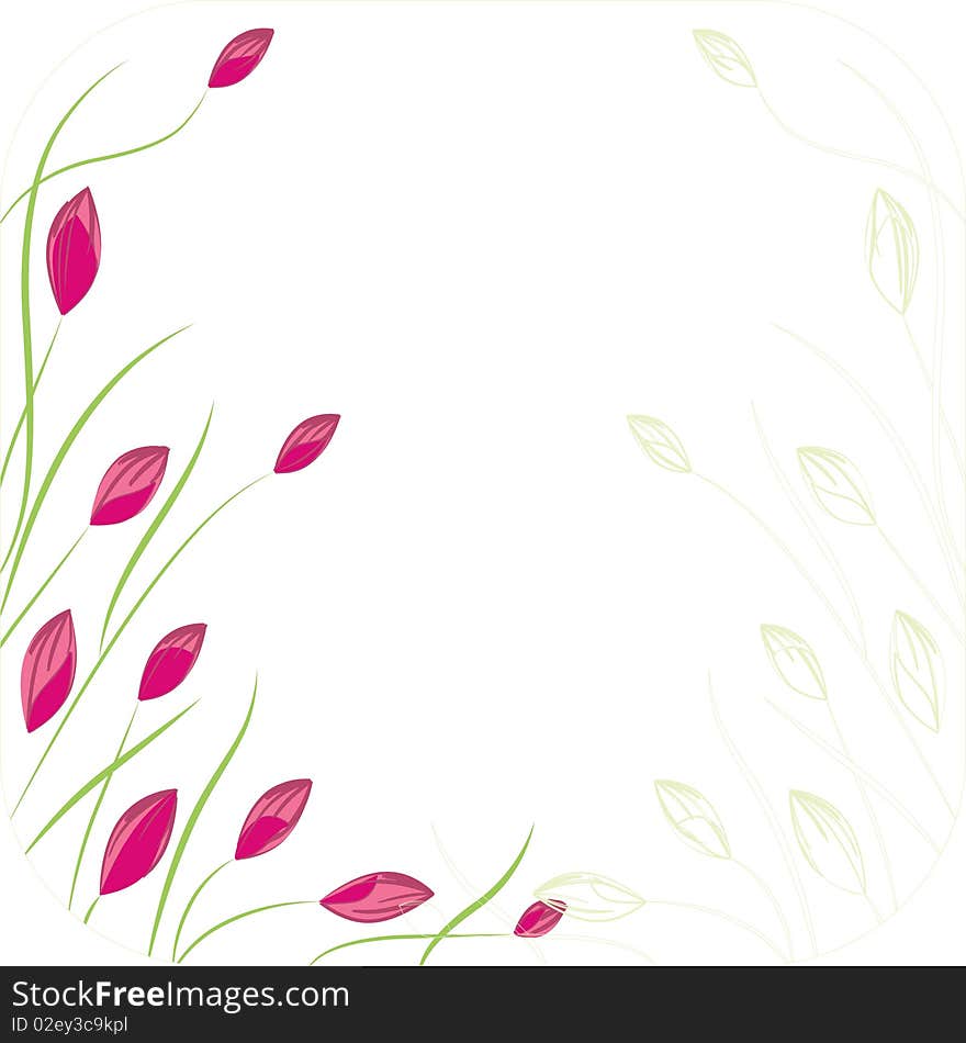 Floral background - red flowers with leaves