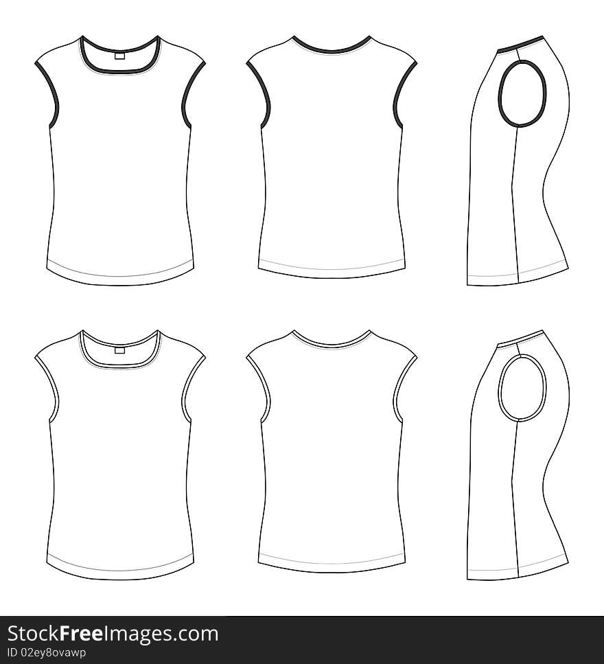 Outline black-white t-shirt  illustration isolated on white. EPS8 file available. You can change the color or you can add your logo easily.