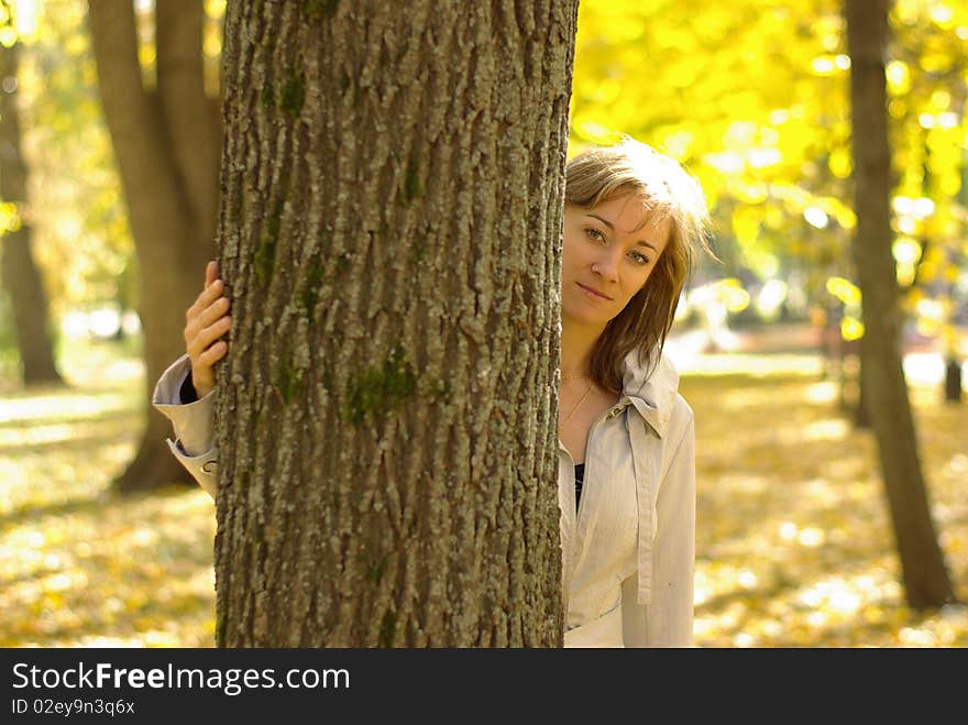 Woman in an autumn park