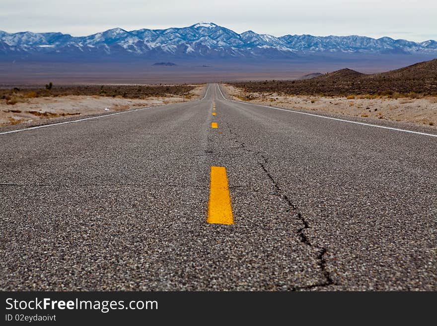 Empty road on Extraterrestrial highway, Nevada, USA