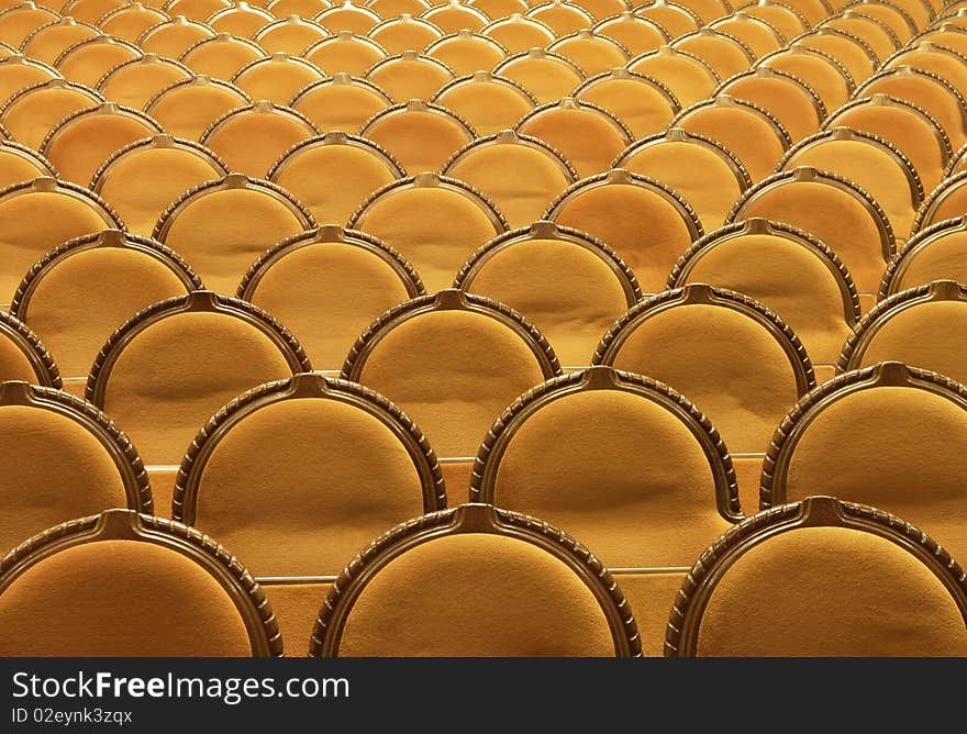 Photograph of the Rows of theatre seats. Photograph of the Rows of theatre seats