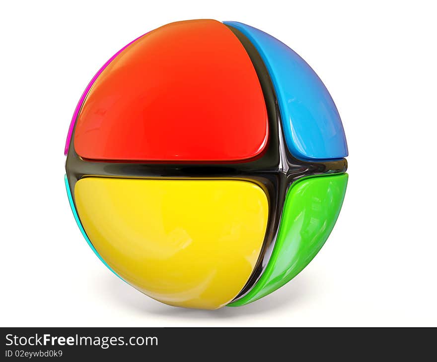 Abstract colored sphere on white background isolated