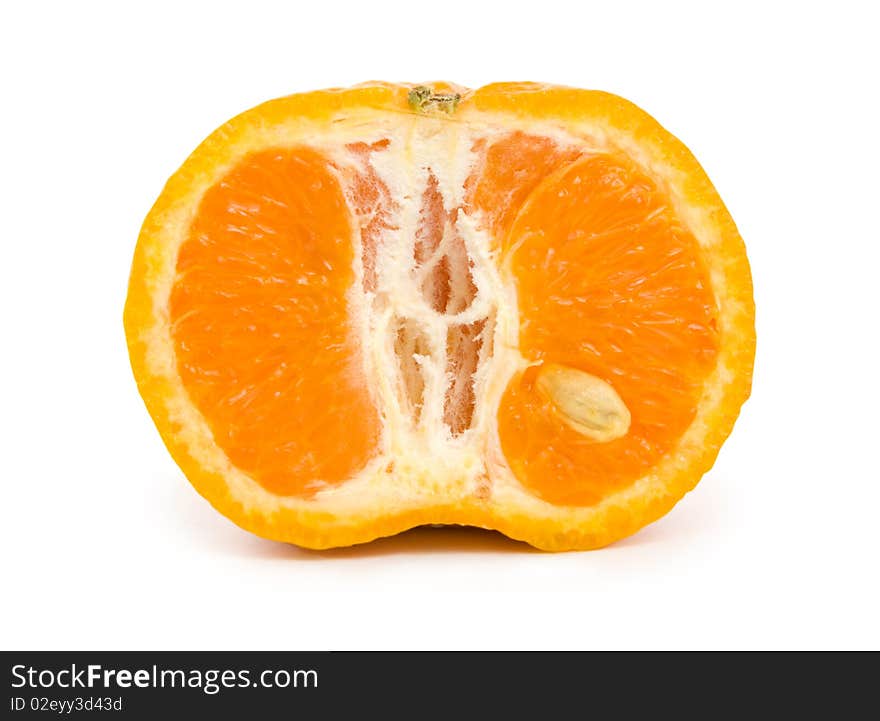 Ripe tangerine isolated on a white background