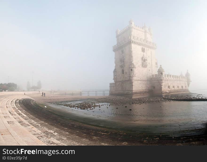 Tower Of Belem In Fog, Lisbon