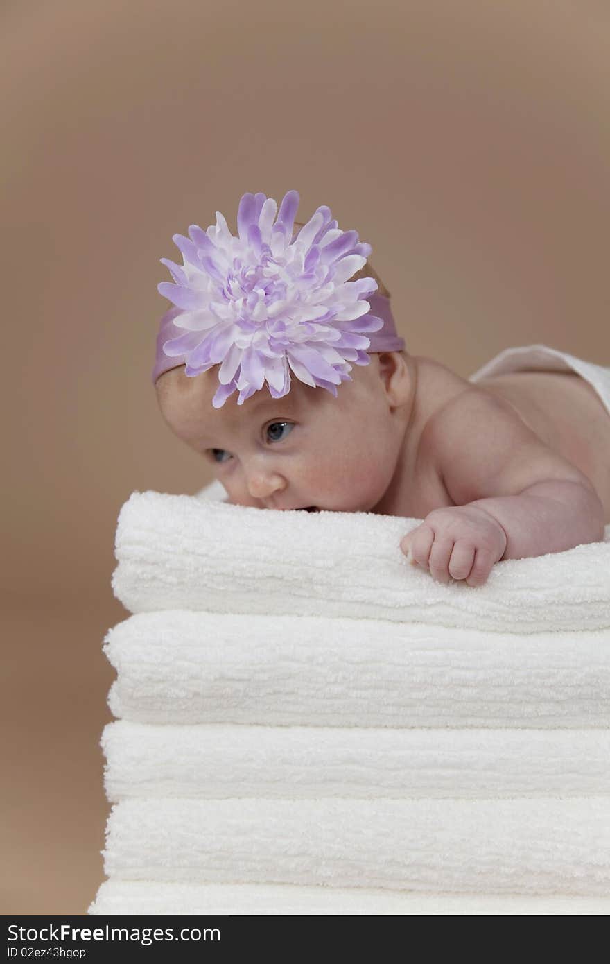 Close up of baby in the towel