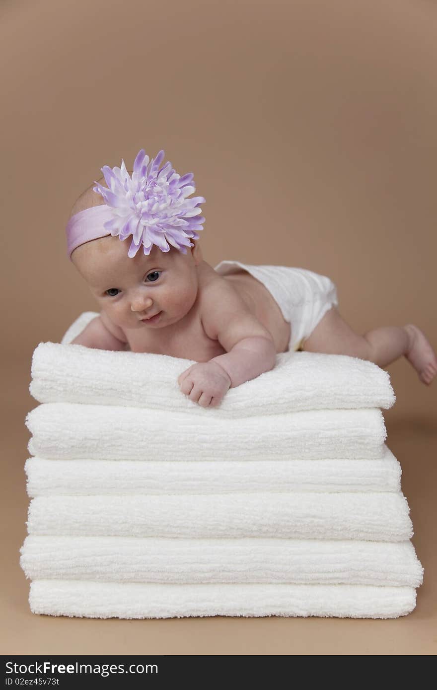 Close up of baby in the towel