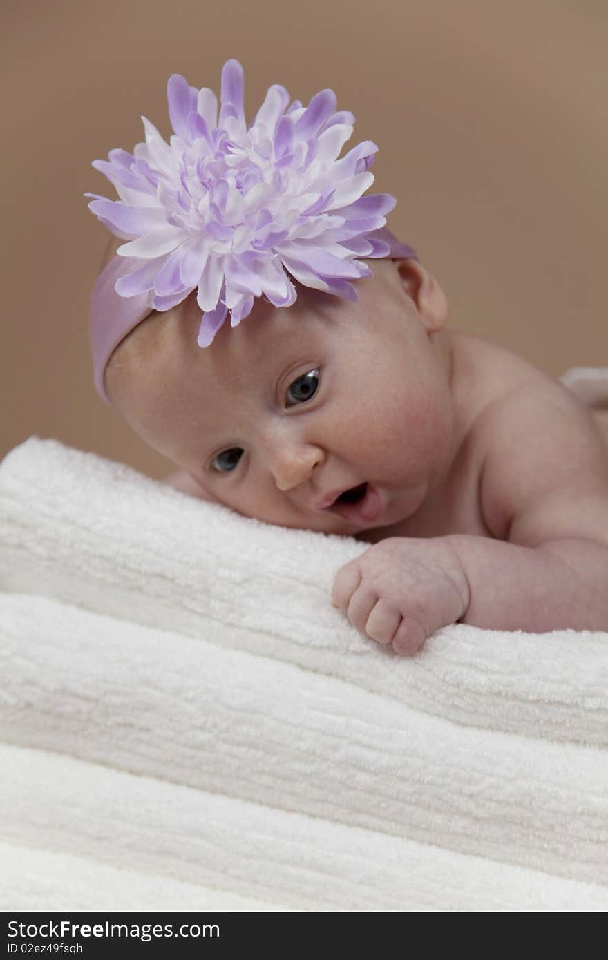 Close up of baby in the towel