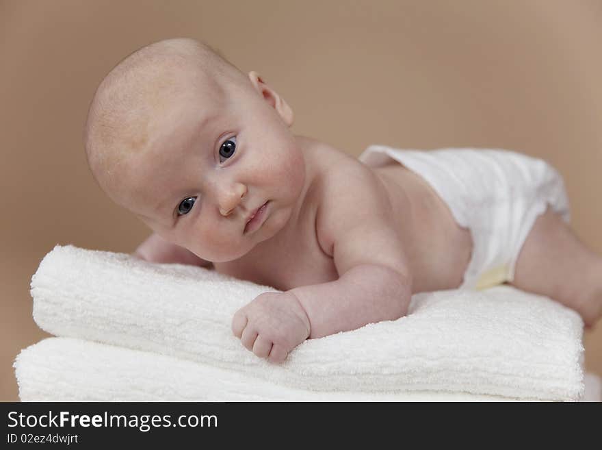 Close up of baby in the towel