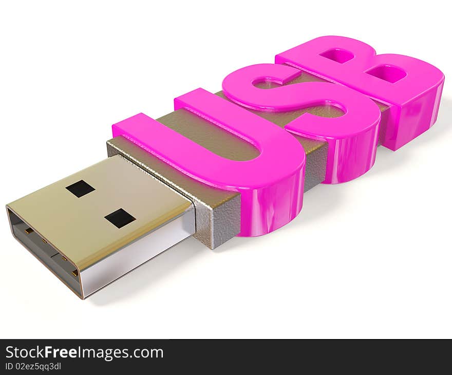 USB flash on white background