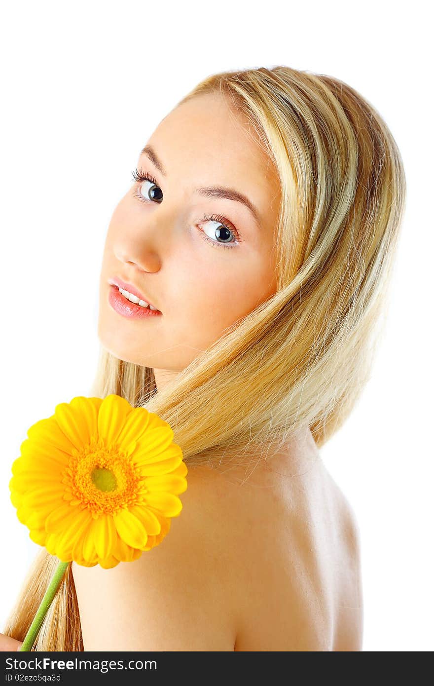 Young woman with a flower