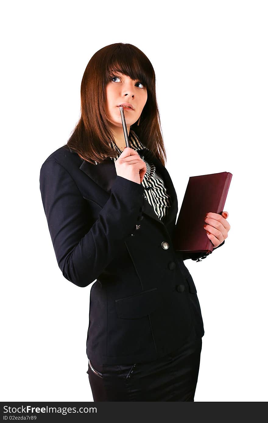 Woman in a suit, studio shot