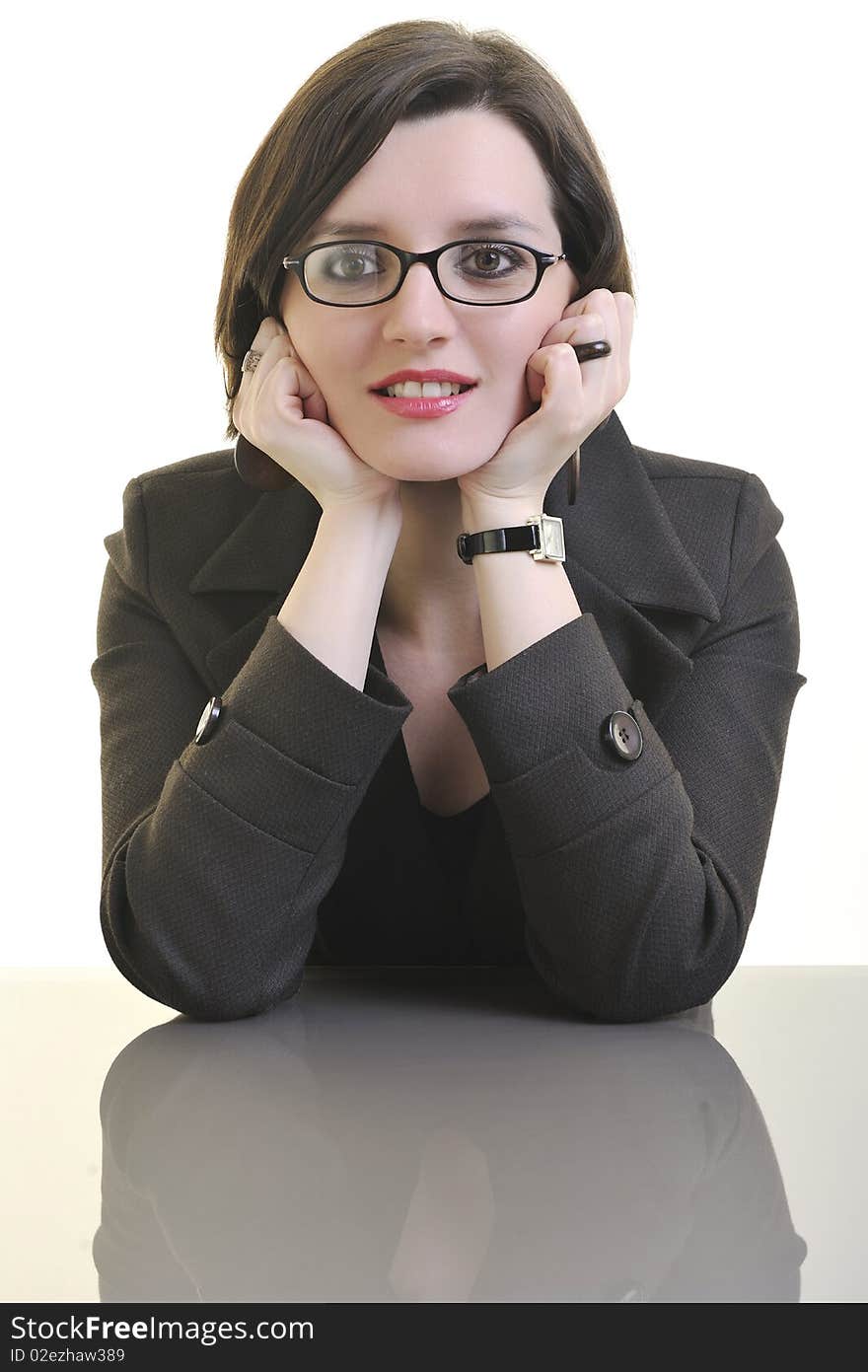 Business woman portrait isolated on white