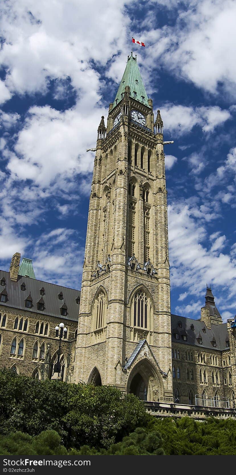 Peace Tower of the Canadian Parliament located in Ottawa, Ontario