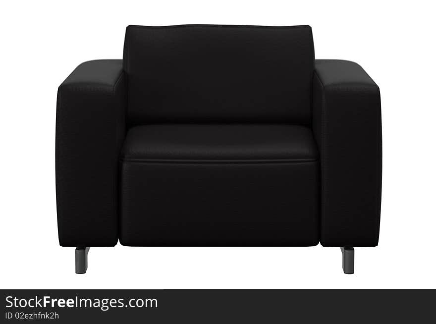 Black leather single seat sofa on white background