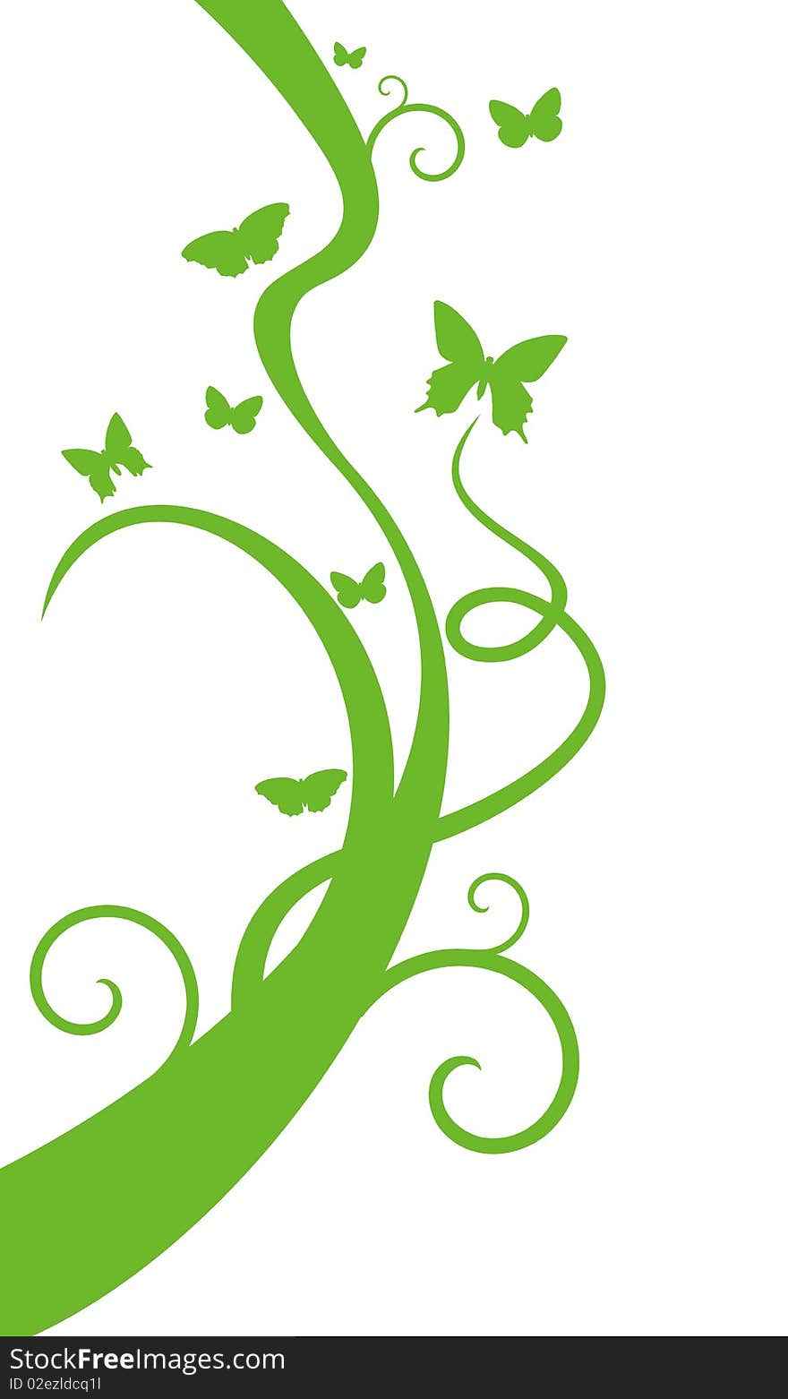 Green tree and butterfly