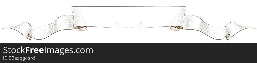 Drawing of wood banner in a white background. Drawing of wood banner in a white background