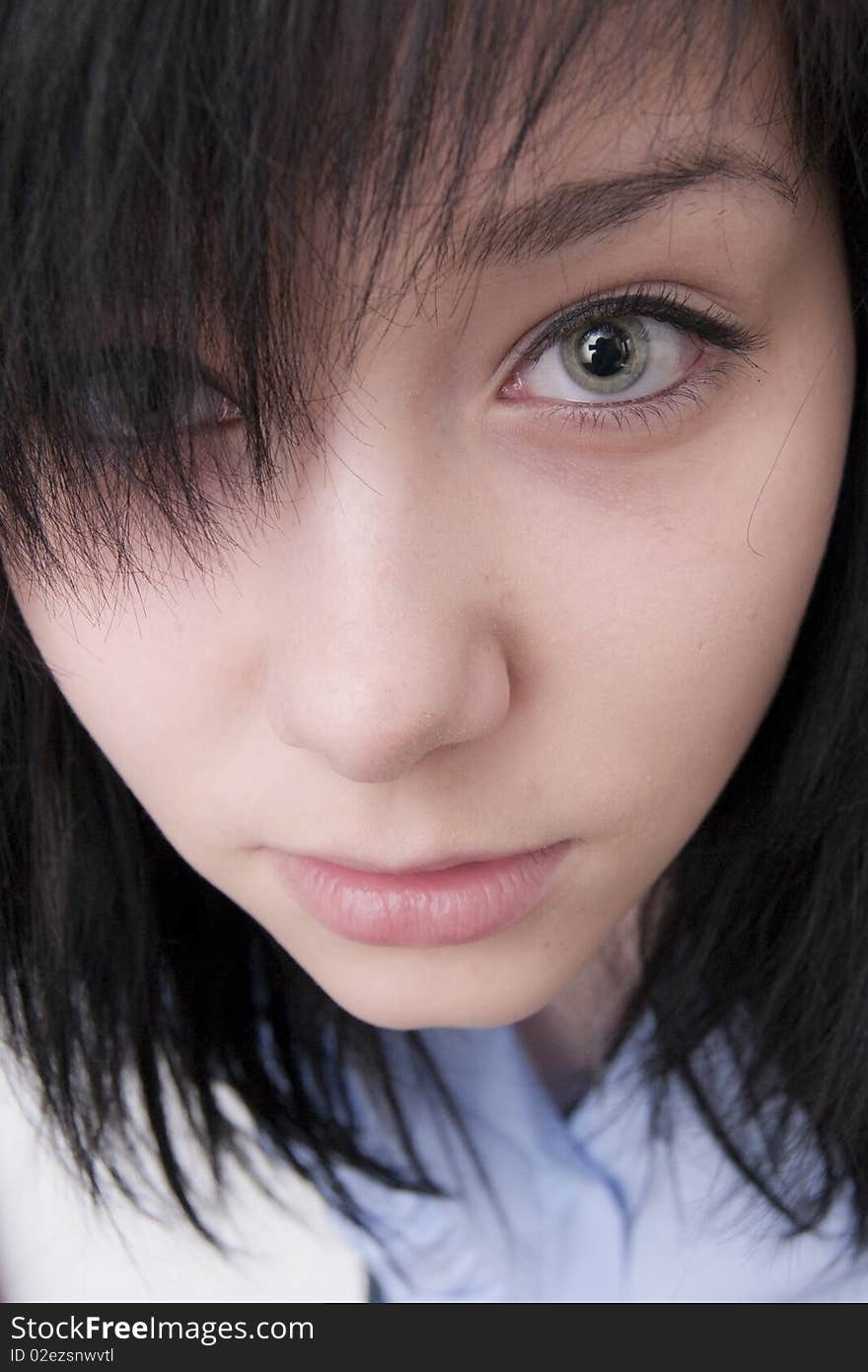 Beautiful Brunette Girl close up portrait