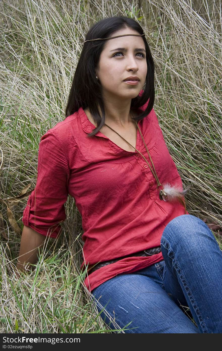 A Beautiful Girl Looking At The Sky