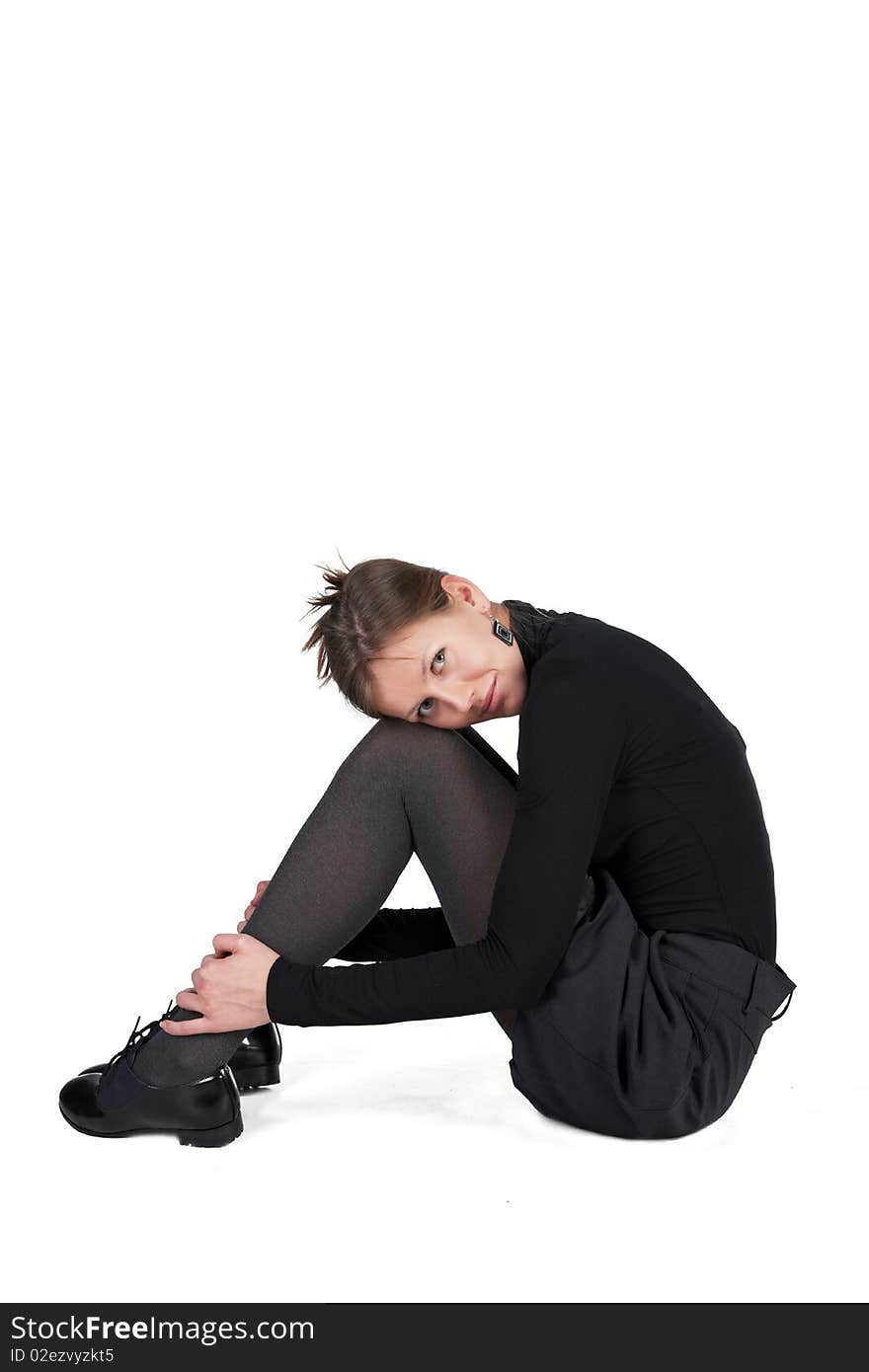 A pretty young woman posing on white. A pretty young woman posing on white