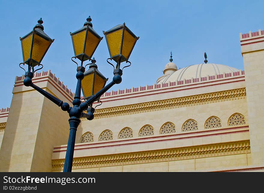 Detail at the entrance of the Al Fateh Grand Mosque in Bahrain