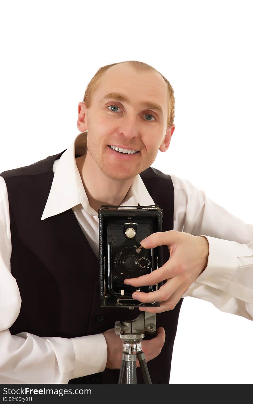 Photographer And Old Camera