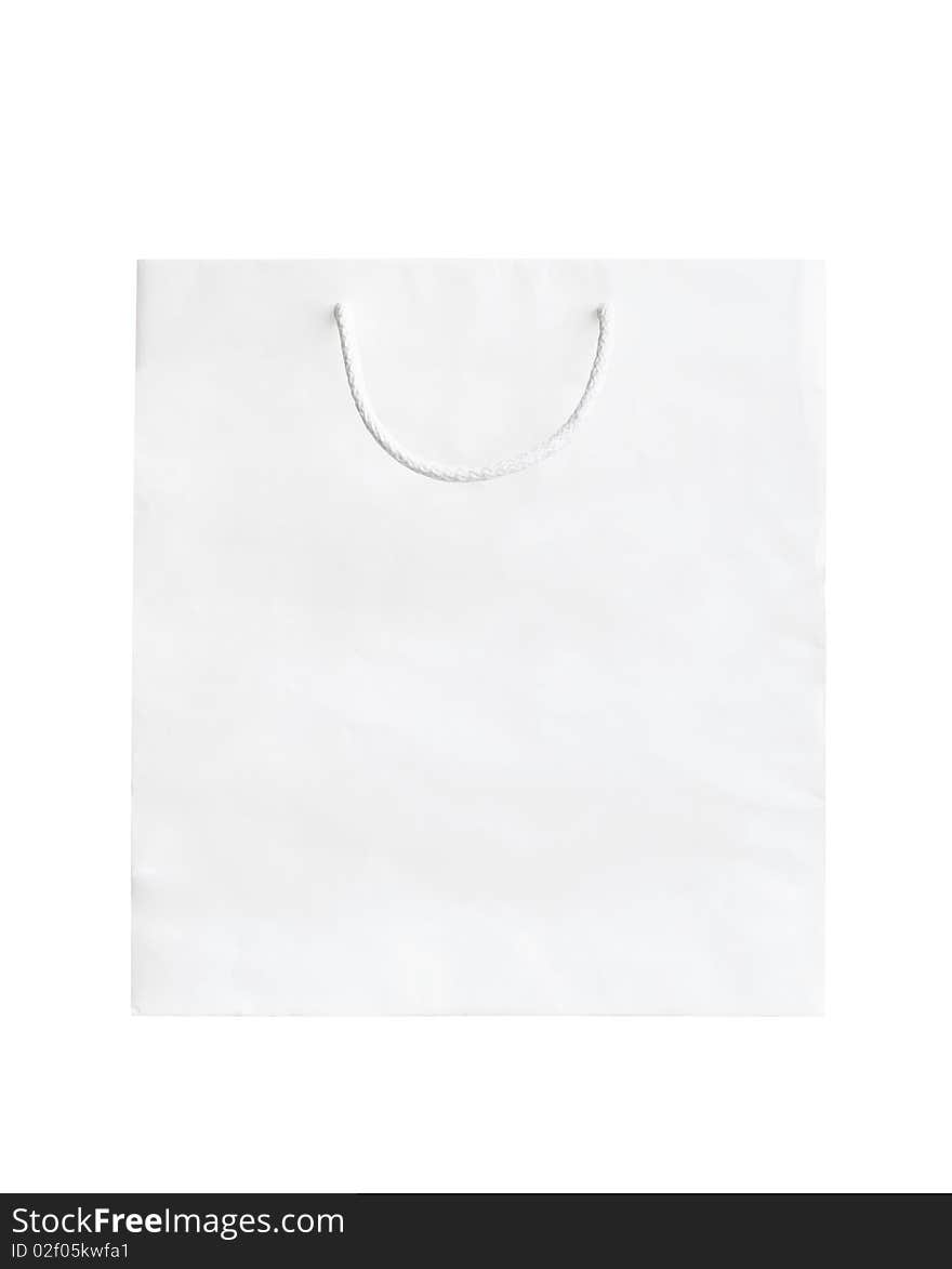 Blank paper bag is on white