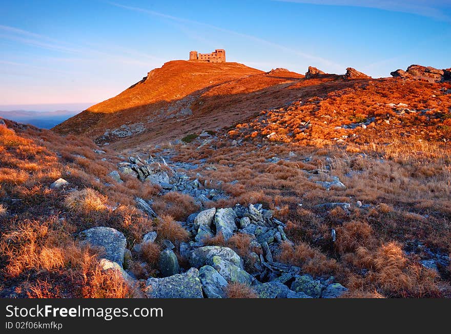 Black Mountain Peak On Sunset