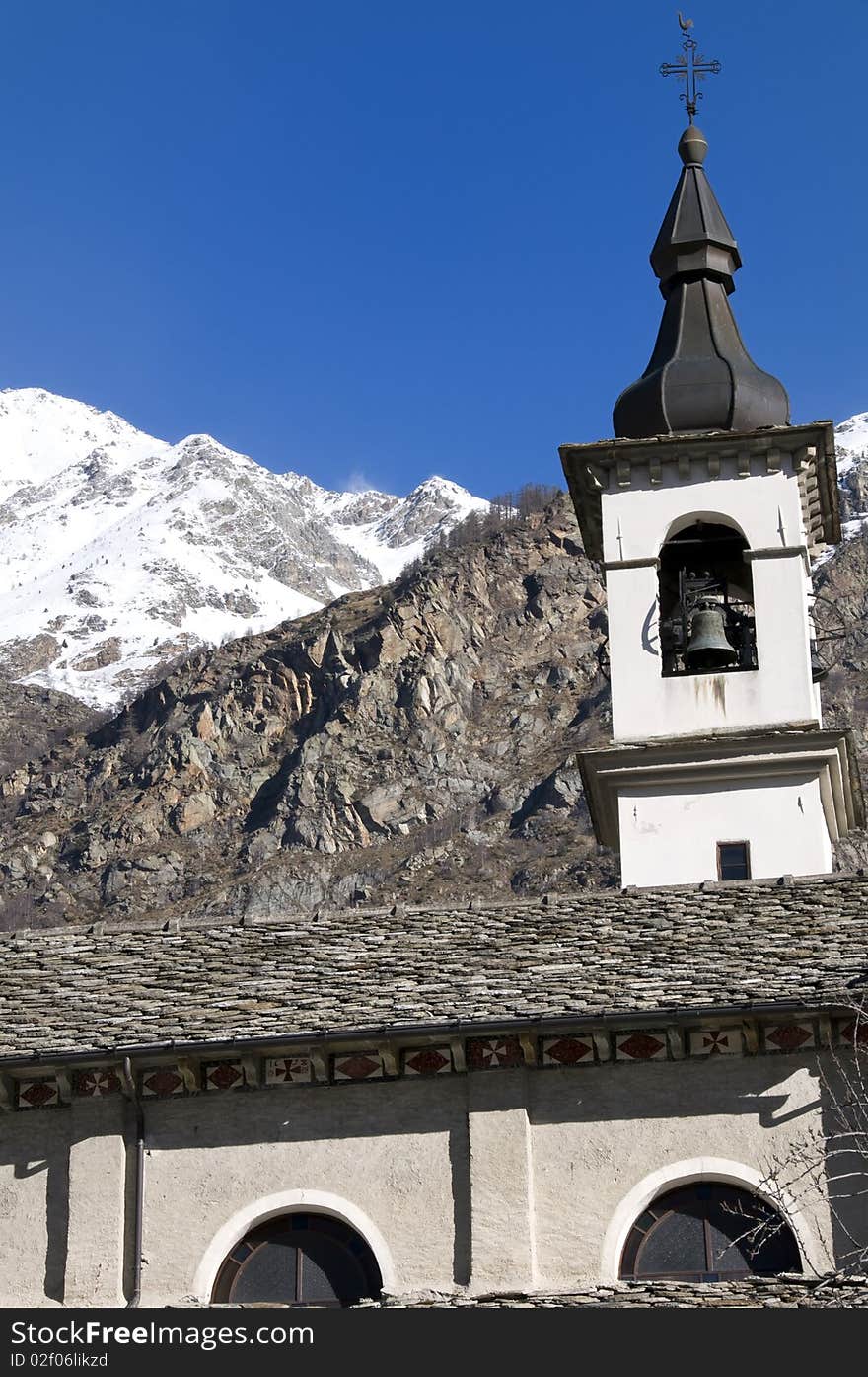 Picture of a chirch in Issime, Italy. Picture of a chirch in Issime, Italy