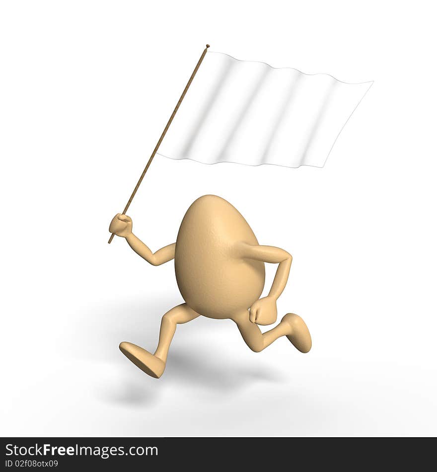 Egg running with flag