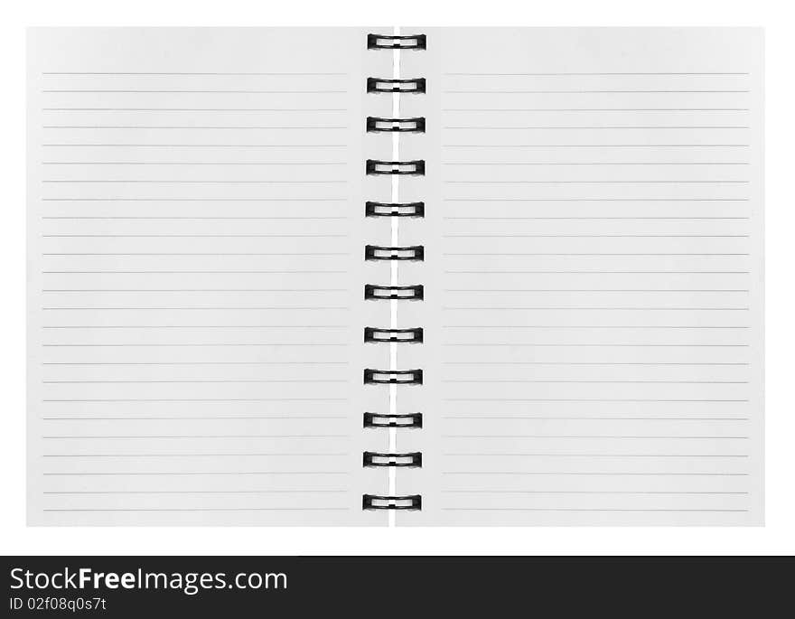 Blank background. paper spiral notebook isolated on white