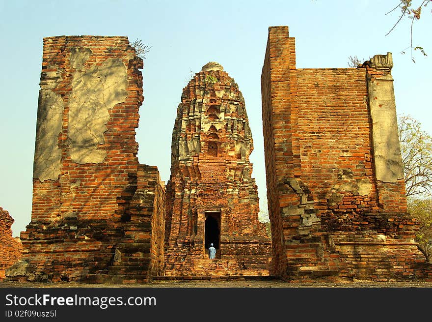 Ruins of Buddhist temple in Ayutthaya, Thailand