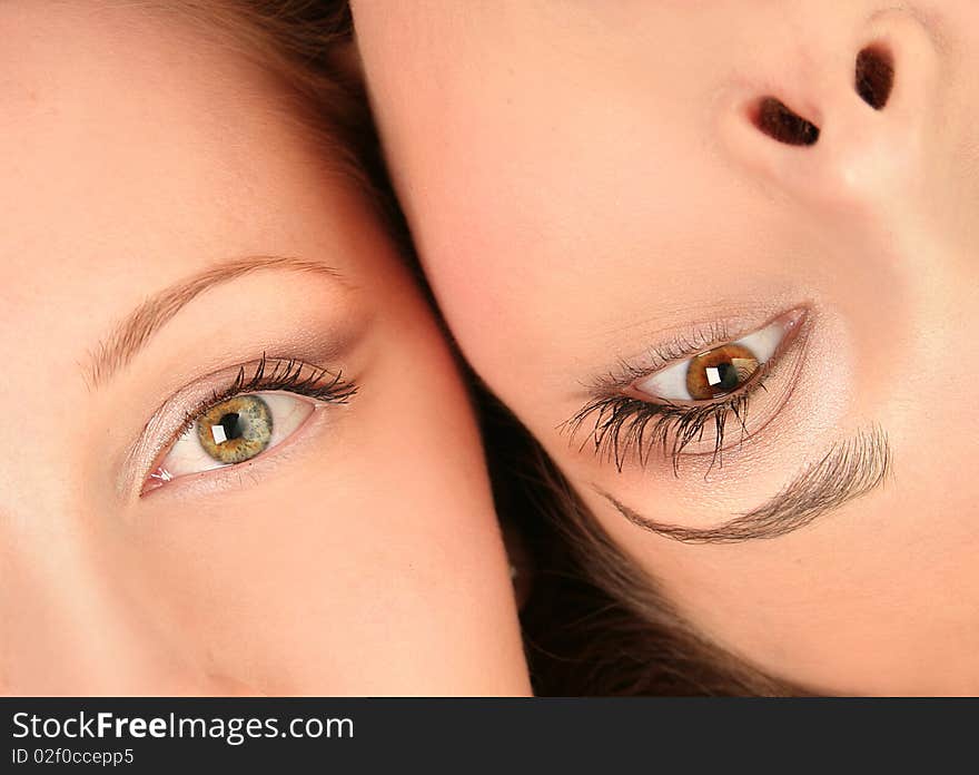 Close-up faces of beautiful women