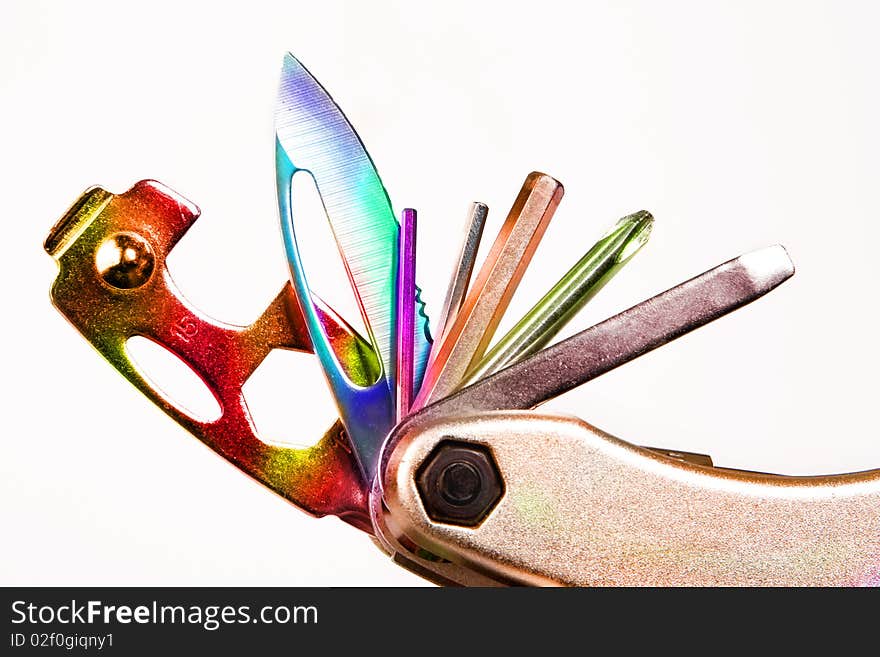 Colorful allen keys for bicycle on a white background