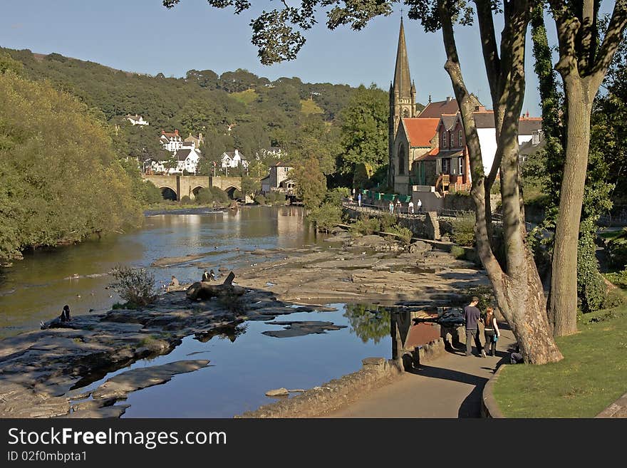 The River Dee flows through Llangollan in Wales. The River Dee flows through Llangollan in Wales.