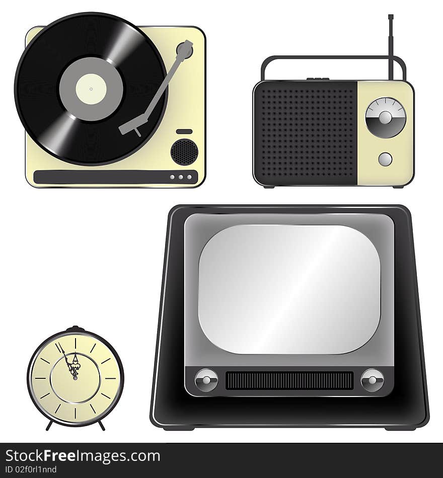 Retro object icons - 2d set