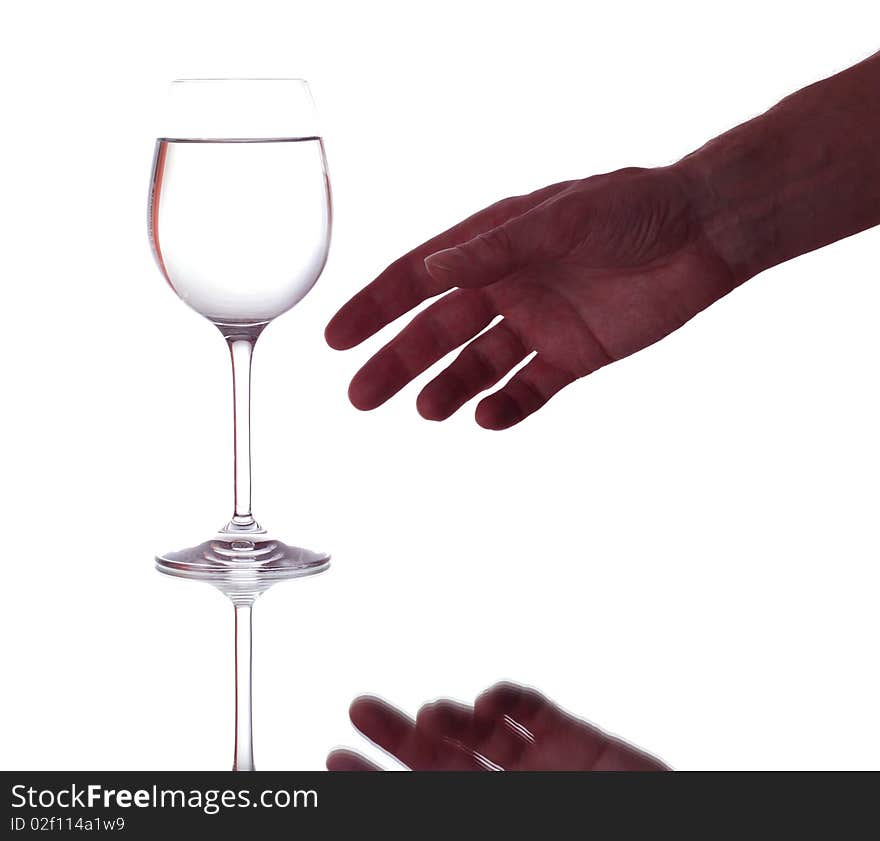 Hand and glass with water