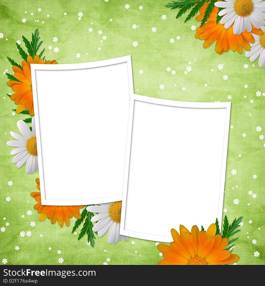 Card for the holiday  with flowers on the abstract background